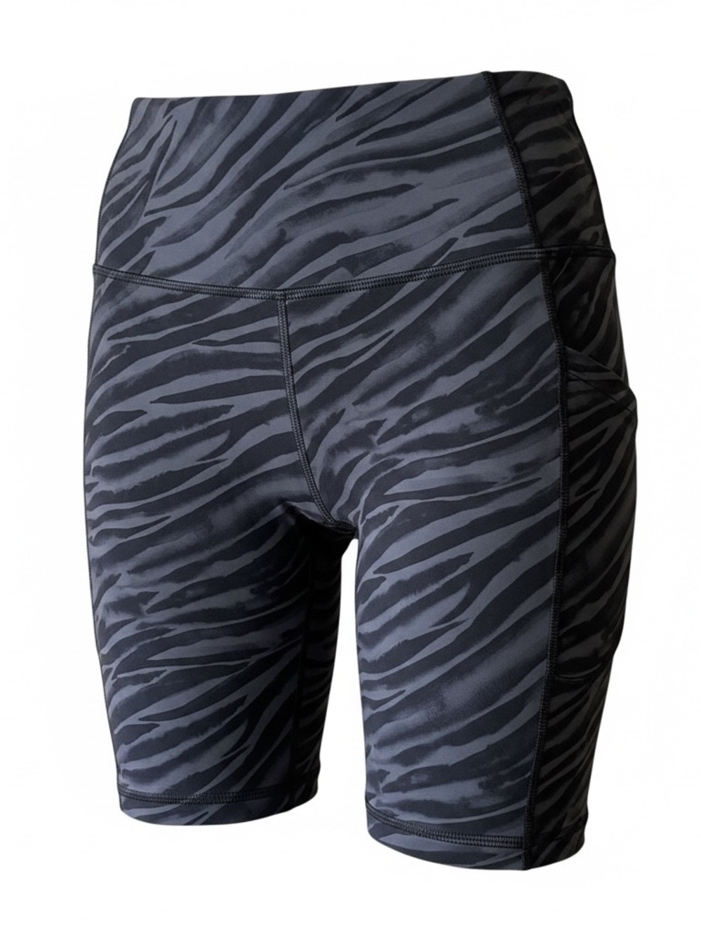 lululemon athletica High-Rise Zebra-Print Bike Shorts in Black and Gray